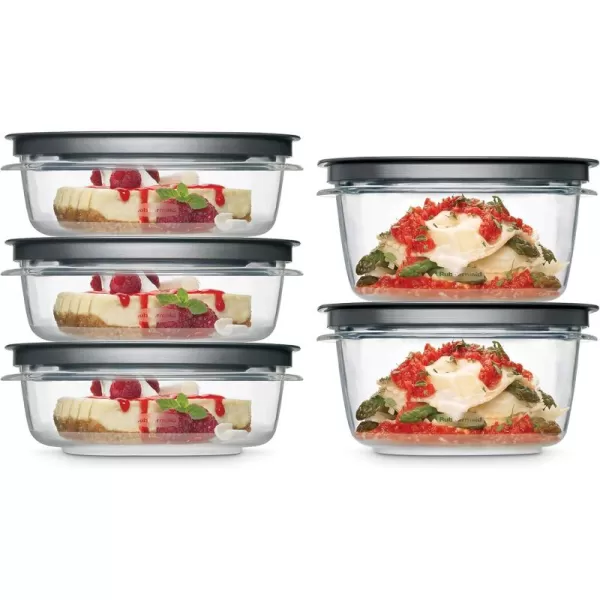 imageRubbermaid 28Piece ClearGrey Food Storage Containers Premium Snap Bases and Various Size Lids Perfect for Meal Prep Leftovers and Dishwasher SafeSet of 5 Assorted Containers