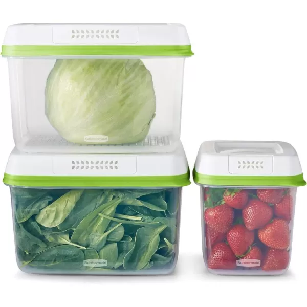 imageRubbermaid 4Piece Produce Saver Containers for Refrigerator with Lids for Food StorageSet of 3 Assorted Containers