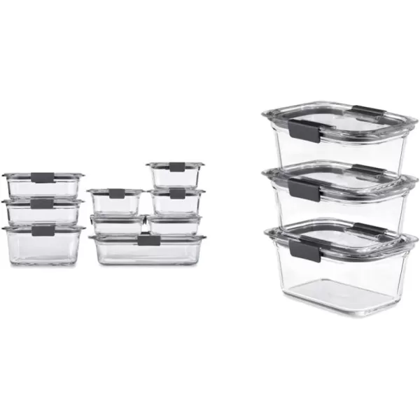 imageRubbermaid Brilliance Glass Food Storage Containers Set 4 containers  4 lids and Large 96 Cup Container18Piece Set  Assorted