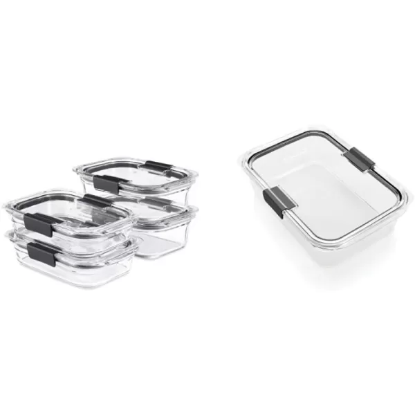 imageRubbermaid Brilliance Glass Food Storage Containers Set 4 containers  4 lids and Large 96 Cup Container8Piece Set