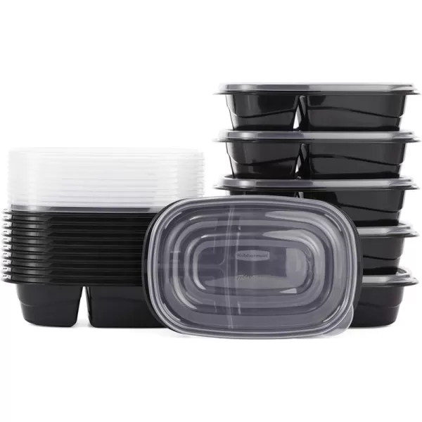 imageRubbermaid 50Piece Food Storage Containers with Lids for Lunch Meal Prep and Leftovers Dishwasher Safe Set of 25 Marine BlueBlack