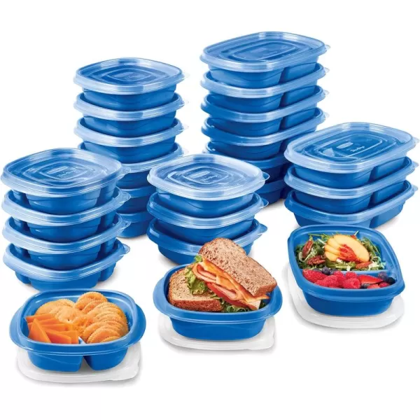 imageRubbermaid 50Piece Food Storage Containers with Lids for Lunch Meal Prep and Leftovers Dishwasher Safe Set of 25 Marine BlueMarine Blue