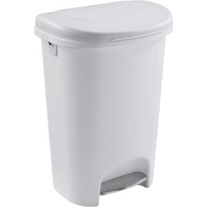 imageRubbermaid Classic 13 Gallon Premium StepOn Trash Can with Lid and StainlessSteel Pedal White Waste Bin for KitchenWhite