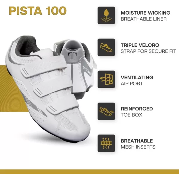 imageTommaso Pista Cycling Shoes for WomenPeloton Cycle Shoes WomenSpin Shoes Women Indoor CyclingDeltaampampSPD Compatible Cycling ShoesIndoor Cycling Shoes for WomenPeloton ShoesWomen Shoes NO CleatsWhiteSilver