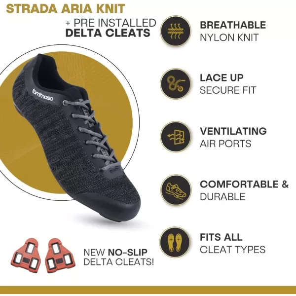 imageTommaso Strada Peloton Shoes for MenSPD Indoor Cycling Shoes for Men Mens Cycling Shoes with Delta Clips Spin Shoes Bike Shoes for Men Cycling on Peloton SPD Shoes For Road Bikes Spinning ShoesKnit Quick Lace  Delta