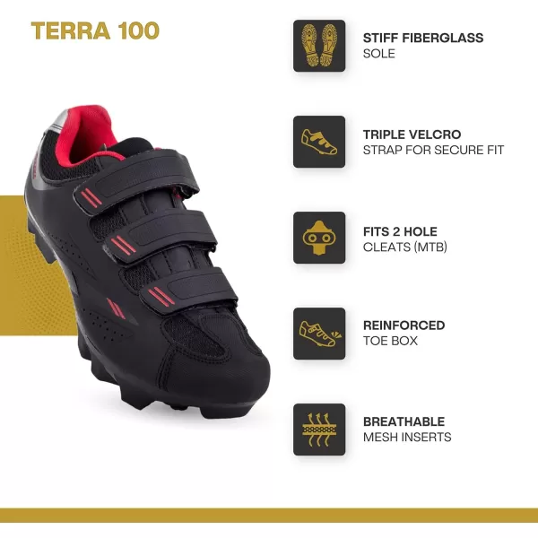 imageTommaso Terra 100 Womens Indoor Cycling Ready MTB Road Shoe with Compatible SPD Cleat  BlackRed  38