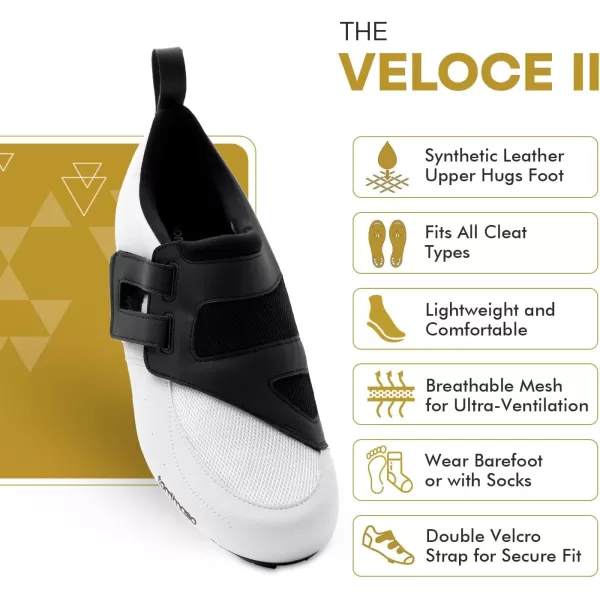 imageTommaso Veloce II Cycling Shoes  Ride in Style  Peloton Shoes Triathlon Road Bike Indoor Cycling Men Women Compatible with Look Delta SPD SPDSL Cleats White BlackWhiteBlack