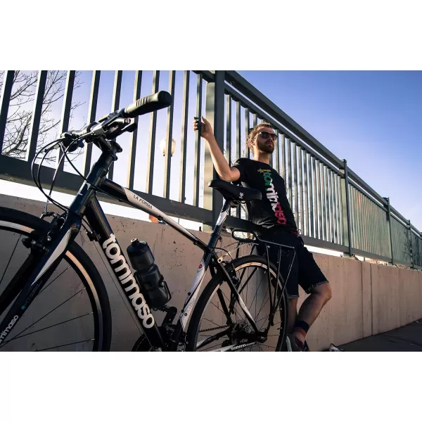 imageTommaso La Forma Lightweight Comfortable Hybrid Bikes Fitness Commuter Bike Black WhiteBlack  Best