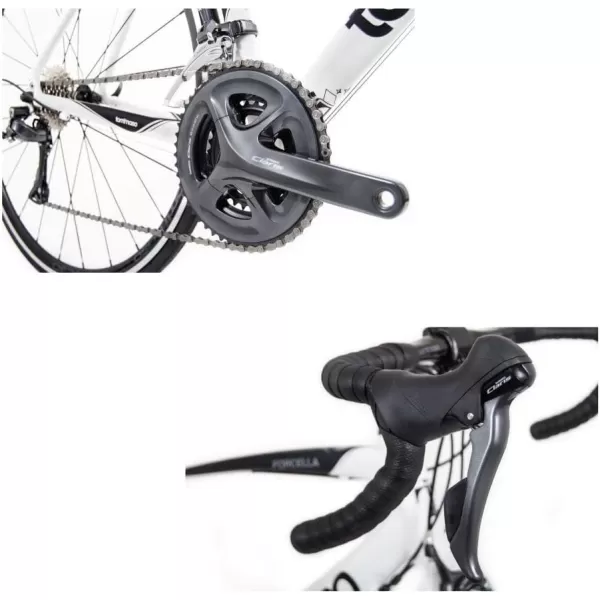 imageTommaso Forcella Endurance Aluminum Road Bike Carbon Fork Shimano Claris R2000 24 Speeds Aero Wheels Matte Black Matte WhiteMatte White