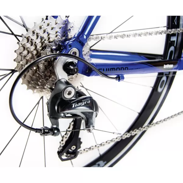 imageTommaso Monza Endurance Aluminum Road Bike Carbon Fork Shimano Tiagra 20 Speeds Aero Wheels Matte Black BlueBlue