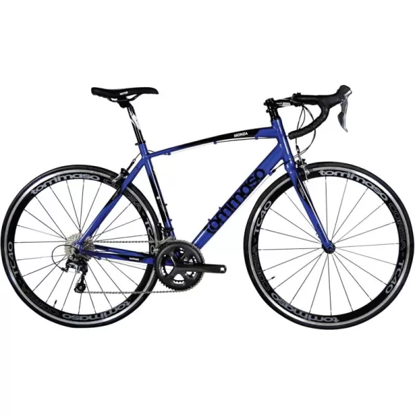 imageTommaso Monza Endurance Aluminum Road Bike Carbon Fork Shimano Tiagra 20 Speeds Aero Wheels Matte Black BlueBlue