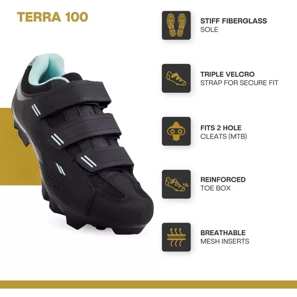 imageTommaso Terra 100 Womens Indoor Cycling Ready MTB Road Shoe with Compatible SPD Cleat  BlackTeal  43