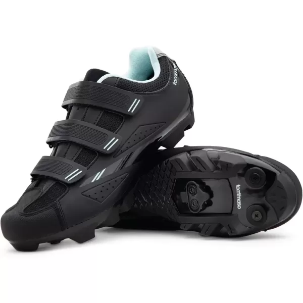 imageTommaso Terra 100 Womens Indoor Cycling Ready MTB Road Shoe with Compatible SPD Cleat  BlackTeal  43