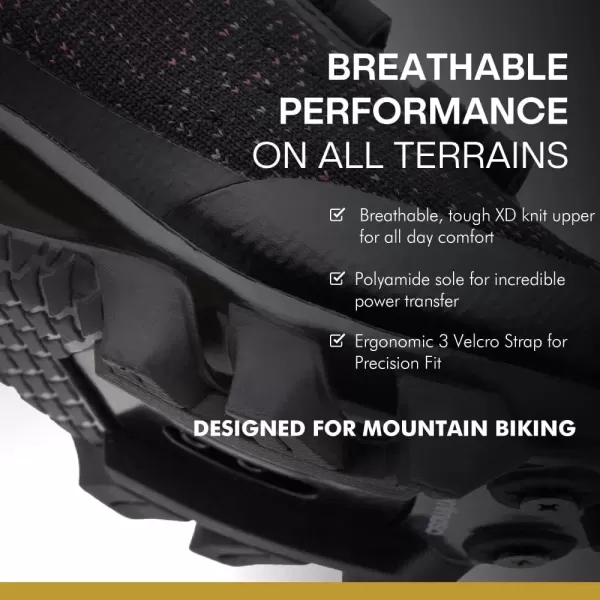 imageTommaso Terra Aria 100 Knit Womens Indoor Cycling Ready MTB Road Shoe with Compatible SPD Cleat  BlackPink  37
