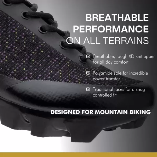 imageTommaso Terra Aria Lace Knit Womens Indoor Cycling Ready MTB Road Shoe with Compatible SPD Cleat  BlackPurple  36
