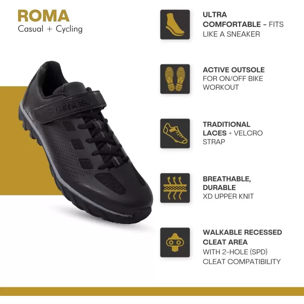 imageTommaso Indoor Cycling Shoes MenGravel Bike ShoesSPD Cycling Shoes Walkable Cycling ShoesSPD ShoesRoad Bike Shoes MenCycling Shoes MenMens Cycling ShoesPre Installed CleatsBlack With Strap