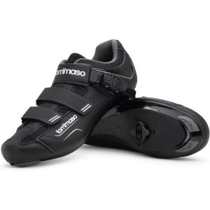 imageTommaso Strada Peloton Shoes for MenSPD Indoor Cycling Shoes for MenMens Cycling Shoes with Delta Clips Spin Shoes Bike Shoes for Men Cycling on Peloton SPD Shoes for Road BikesSpinning ShoesBlack  Ratchet Buckle Spd