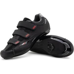 imageTommaso Strada Peloton Shoes for MenSPD Indoor Cycling Shoes for MenMens Cycling Shoes with Delta Clips Spin Shoes Bike Shoes for Men Cycling on Peloton SPD Shoes for Road BikesSpinning ShoesBlack  Triple Strap Spd