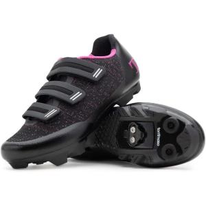 imageTommaso Terra Aria 100 Womens Mountain Biking Shoes Indoor Cycling Shoes SPD Compatible Shoe Cycling Bike Studio Trail MTB Air SPD Cleats Bundle Black 38