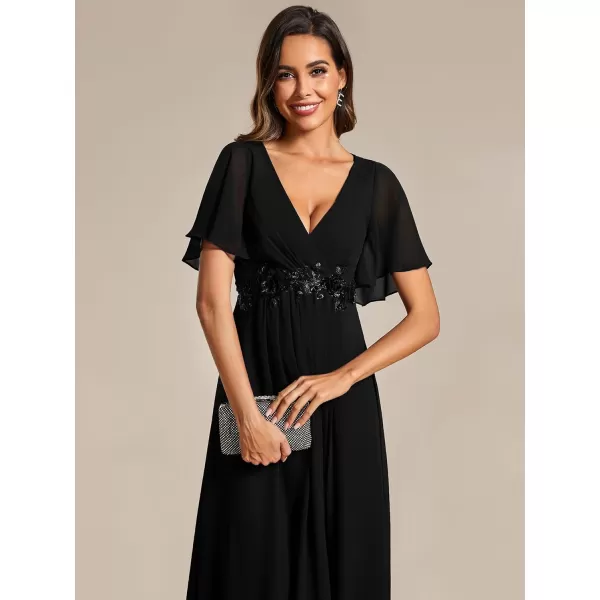 imageEverPretty Womens Cocktail Dresses V Neck ALine Elastic High Waist Wedding Guest Evening Party Maxi Dress 02093Black