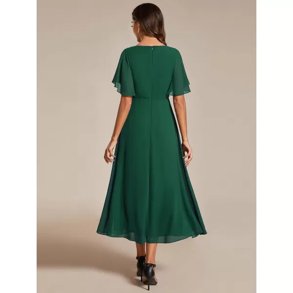 imageEverPretty Womens Cocktail Dresses V Neck ALine Elastic High Waist Wedding Guest Evening Party Maxi Dress 02093Dark Green