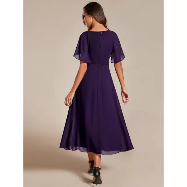 imageEverPretty Womens Cocktail Dresses V Neck ALine Elastic High Waist Wedding Guest Evening Party Maxi Dress 02093Deep Purple