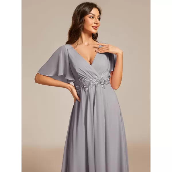 imageEverPretty Womens Cocktail Dresses V Neck ALine Elastic High Waist Wedding Guest Evening Party Maxi Dress 02093Grey