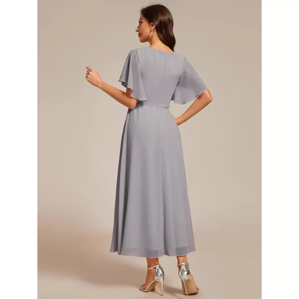 imageEverPretty Womens Cocktail Dresses V Neck ALine Elastic High Waist Wedding Guest Evening Party Maxi Dress 02093Grey