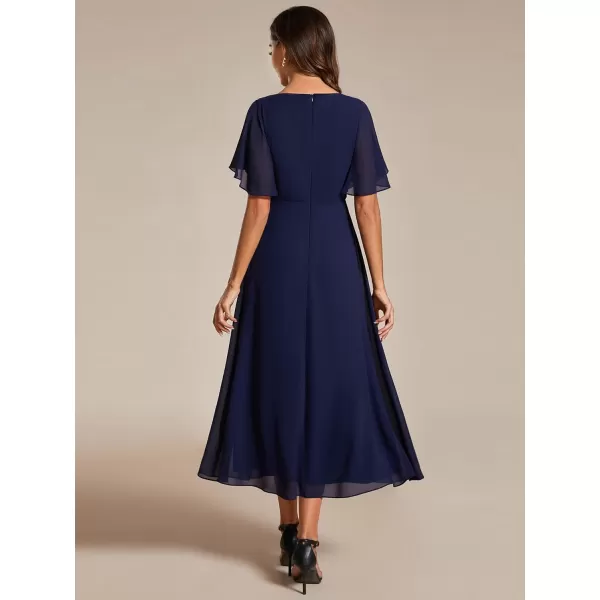 imageEverPretty Womens Cocktail Dresses V Neck ALine Elastic High Waist Wedding Guest Evening Party Maxi Dress 02093Navy Blue