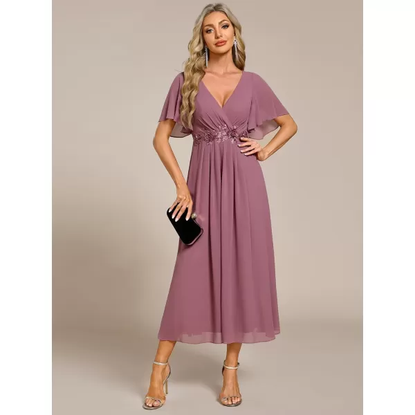 imageEverPretty Womens Cocktail Dresses V Neck ALine Elastic High Waist Wedding Guest Evening Party Maxi Dress 02093Orchid