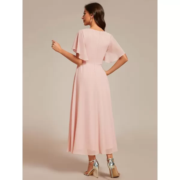 imageEverPretty Womens Cocktail Dresses V Neck ALine Elastic High Waist Wedding Guest Evening Party Maxi Dress 02093Pink