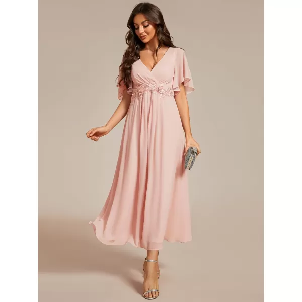 imageEverPretty Womens Cocktail Dresses V Neck ALine Elastic High Waist Wedding Guest Evening Party Maxi Dress 02093Pink