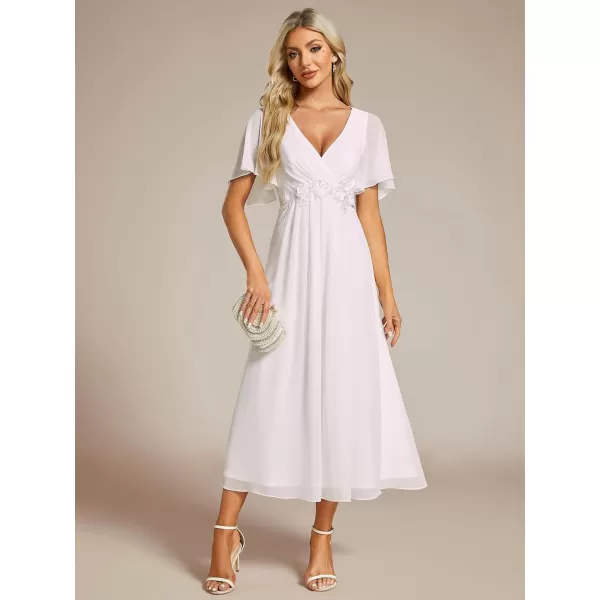 imageEverPretty Womens Cocktail Dresses V Neck ALine Elastic High Waist Wedding Guest Evening Party Maxi Dress 02093White