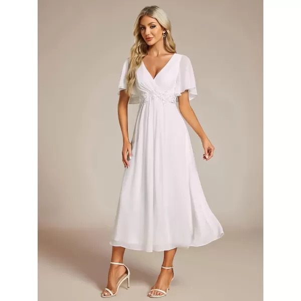 imageEverPretty Womens Cocktail Dresses V Neck ALine Elastic High Waist Wedding Guest Evening Party Maxi Dress 02093White