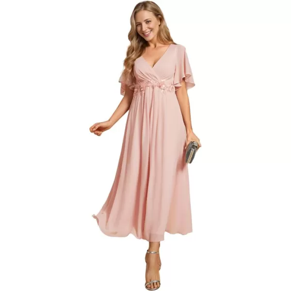 imageEverPretty Womens Cocktail Dresses V Neck ALine Elastic High Waist Wedding Guest Evening Party Maxi Dress 02093Pink