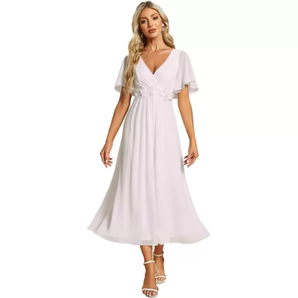 imageEverPretty Womens Cocktail Dresses V Neck ALine Elastic High Waist Wedding Guest Evening Party Maxi Dress 02093White