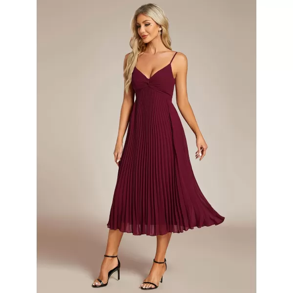 imageEverPretty Womens A Line Sling Semi Formal Dresses Sleeveless Pleated Midi Tea Dress 02116Burgundy