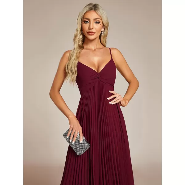 imageEverPretty Womens A Line Sling Semi Formal Dresses Sleeveless Pleated Midi Tea Dress 02116Burgundy