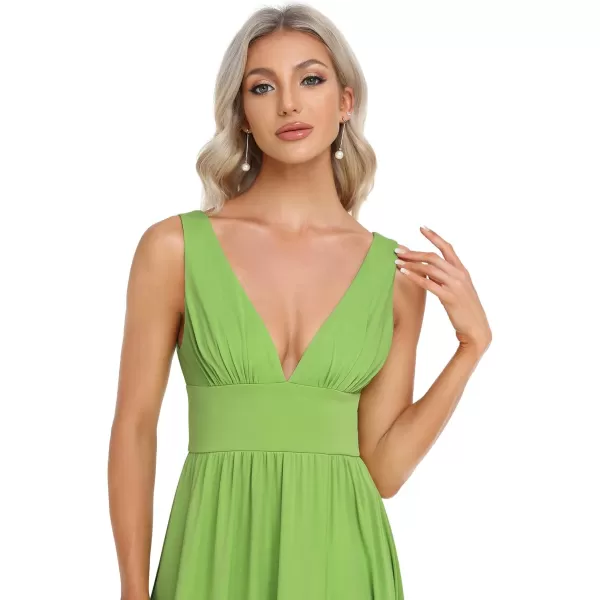 imageEverPretty Womens Bridesmaid Dresses Deep VNeck Sleeveless Side Slit Floor Length Wedding Guest Dress 0168BAvocado Green