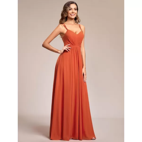 imageEverPretty Womens Chiffon Bridesmaid Dress VNeck Backless Ruched ALine Maxi Formal Dresses 01692Burnt Orange