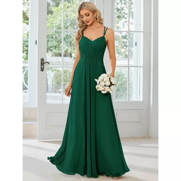 imageEverPretty Womens Chiffon Bridesmaid Dress VNeck Backless Ruched ALine Maxi Formal Dresses 01692Dark Green