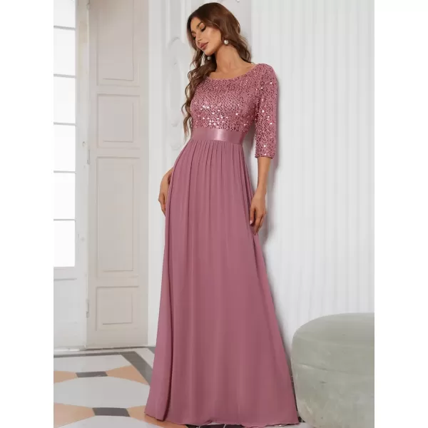 imageEverPretty Womens Elegant A Line Crew Neck Half Sleeve Sequin Maxi Evening Dress 00683Purple Orchid