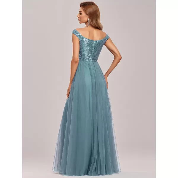 imageEverPretty Womens V Neck Sequin Tulle A Line Evening Formal Dress 0277Demin Blue