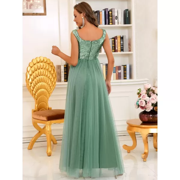 imageEverPretty Womens V Neck Sequin Tulle A Line Evening Formal Dress 0277Mild Green