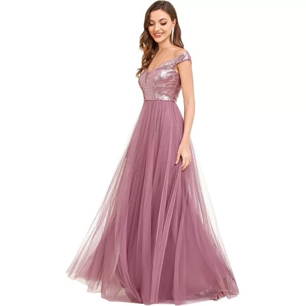 imageEverPretty Womens V Neck Sequin Tulle A Line Evening Formal Dress 0277Orchid