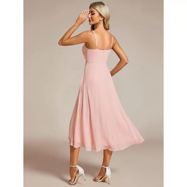 imageEverPretty Womens V Neck Sleeveless High Low Summer Dresses Chiffon Midi Formal Dress for Wedding Guest 21926Pink