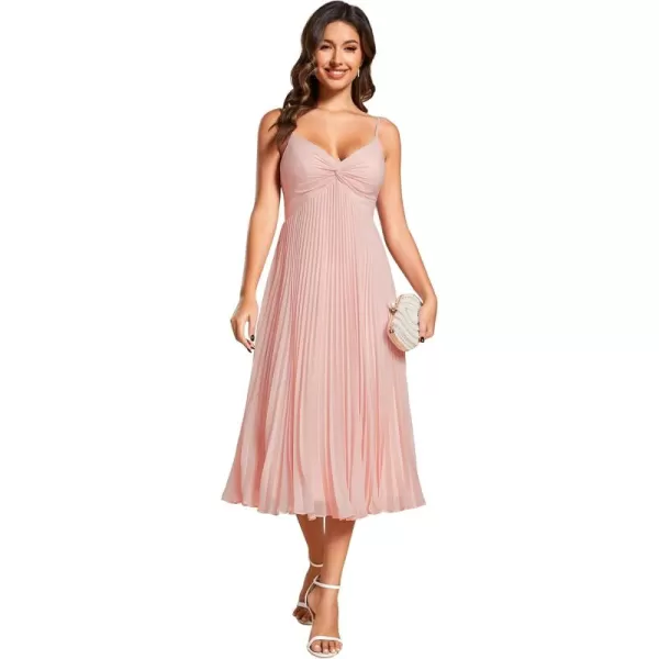 imageEverPretty Womens A Line Sling Semi Formal Dresses Sleeveless Pleated Midi Tea Dress 02116Pink