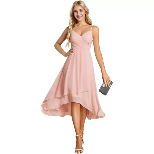 imageEverPretty Womens V Neck Sleeveless High Low Summer Dresses Chiffon Midi Formal Dress for Wedding Guest 21926Pink