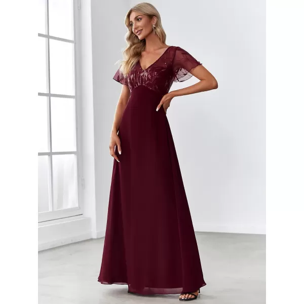 imageEverPretty Womens ALine Sweetheart Illusion Embroidered Maxi Party Evening Dress 7706Burgundy