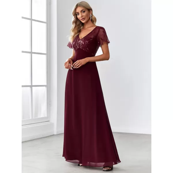 imageEverPretty Womens ALine Sweetheart Illusion Embroidered Maxi Party Evening Dress 7706Burgundy